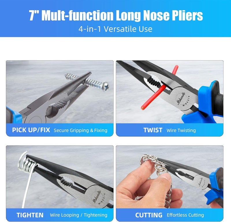 mshandto Needle Nose Pliers 6.5" Long Nose Pliers for Wire Bending, High Carbon Steel Needle Nose Plier, Serrated Jaw Pliers for Jewelry Making, Electronics Repair, Object Grasping, Craft Making - Image 5